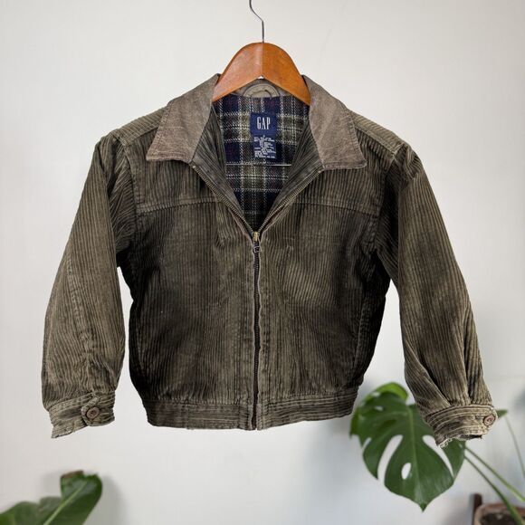 GAP Kids Vintage Wide-Wale Corduroy Bomber Jacket with Leather Collar - Picture 1 of 14